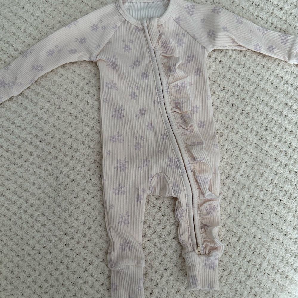 Pink and Purple Footies One Piece with Cozy Fabric